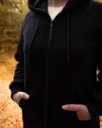 Bluza kangurka z kapturem - Długa - Czarna