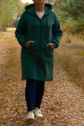 Bluza kangurka z kapturem - Długa - Zielona