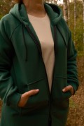Bluza kangurka z kapturem - Długa - Zielona