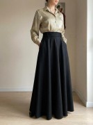 Spódnica maxi 100% wełna – elegancka długa spódnica z wysokim stanem