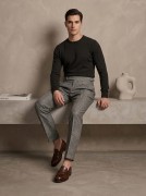 Męskie spodnie wełniane – Melanż - Grafitowo - Szare