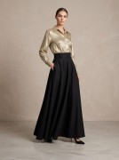 Spódnica maxi 100% wełna – elegancka długa spódnica z wysokim stanem