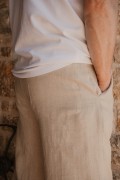 Positano – Beżowe Spodnie Lniane Męskie 100% Len